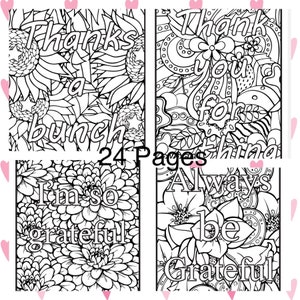 Gratitude printable coloring pages-instant download-coloring thank you pages-