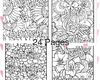 Gratitude printable coloring pages-instant download-coloring thank you pages-