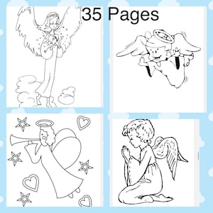 天使 35 印刷可能な塗り絵ページ - 即時ダウンロード - キャラクター塗り絵ページ - アニメアート - デジタルダウンロード