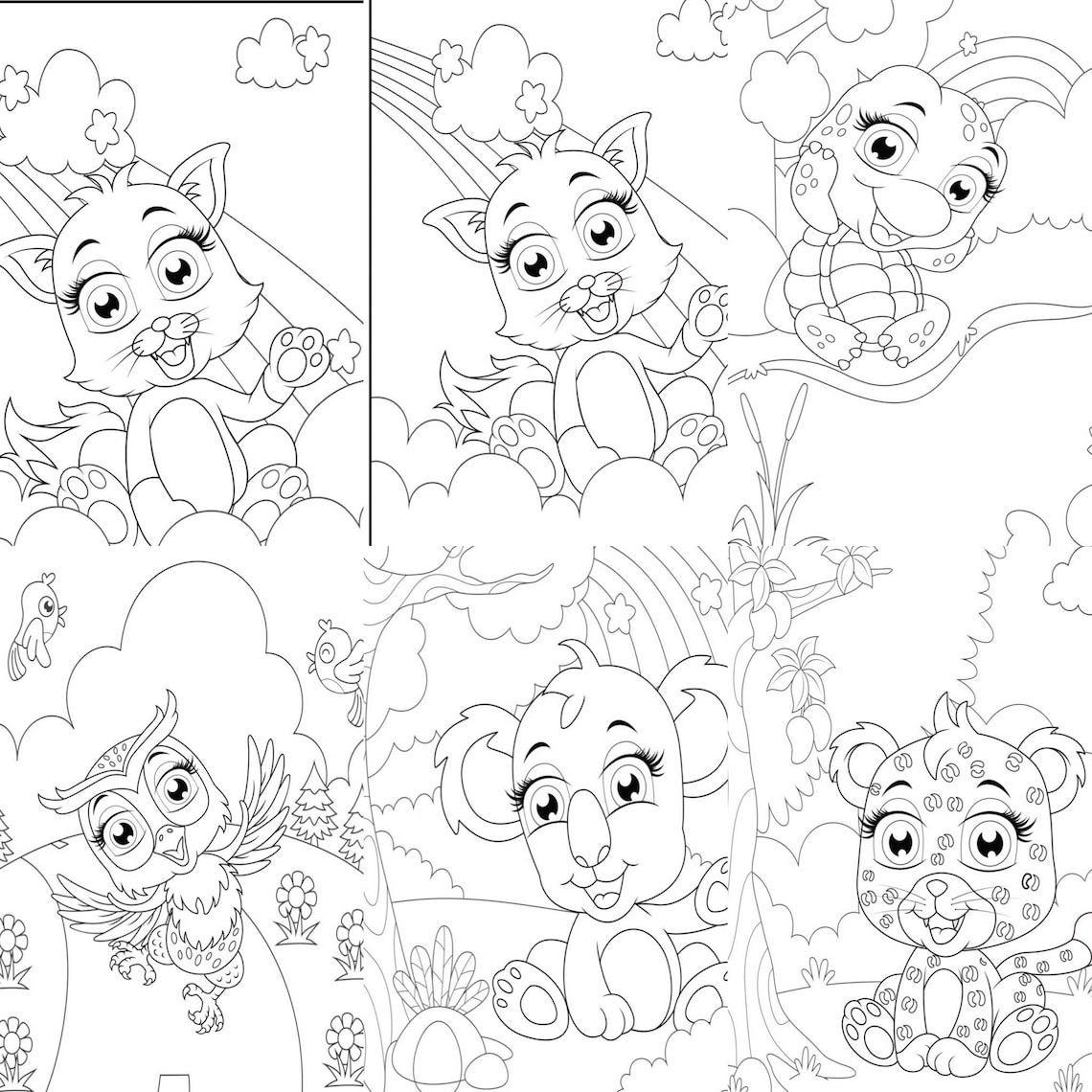 Baby Animals Printable Coloring Pages - Etsy