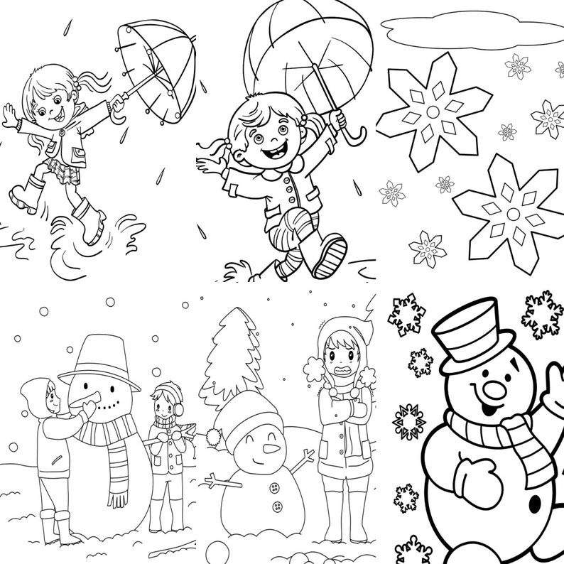 Winter Printable Coloring Pages-instant Download-fun Activity for Kids ...