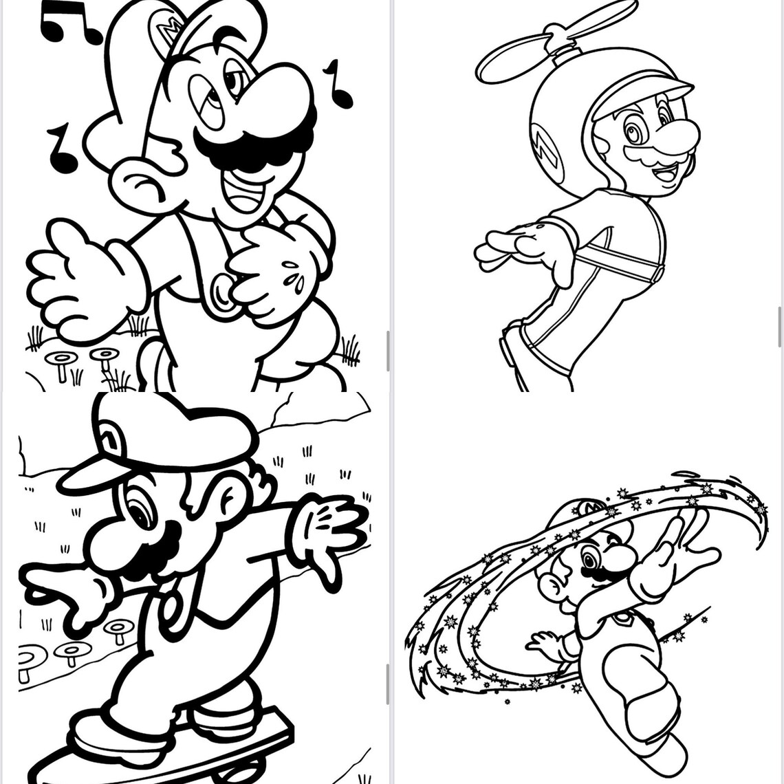 Mario Brothers Printable Coloring Pages-instant Download-cartoon ...
