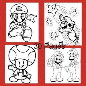 Mario Brothers kolorowanki do druku-do pobrania natychmiast-kolorowanki z kreskówek-
