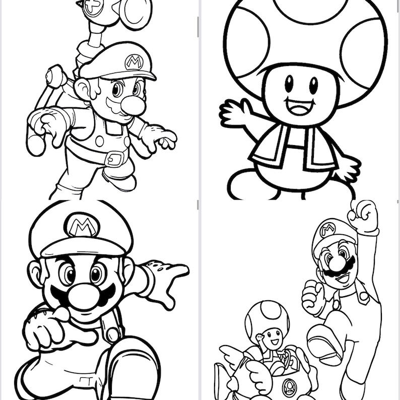 Mario Brothers Printable Coloring Pages-instant Download-cartoon ...