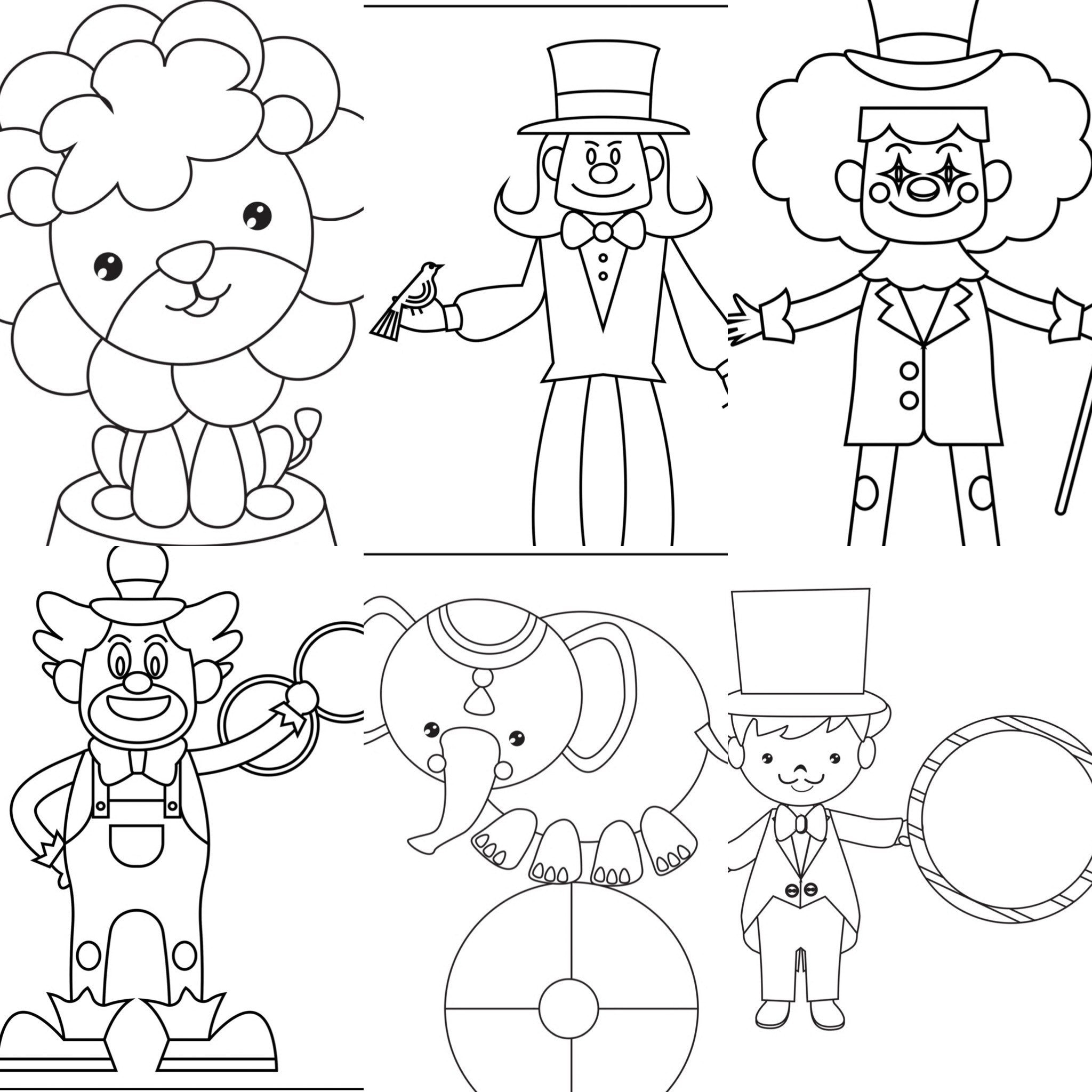 Circus Clowns 50 Printable Coloring Pages-kids Fun Activity-anime Art ...