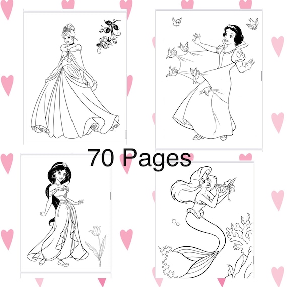 disney princess printable coloring pages instant etsy finland