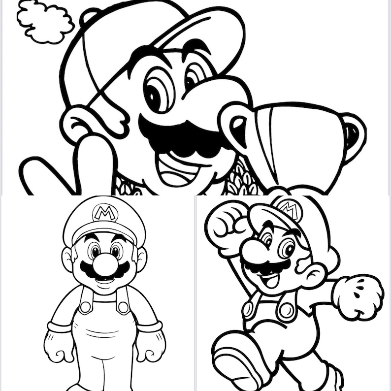 Mario Brothers Printable Coloring Pages-instant Download-cartoon ...