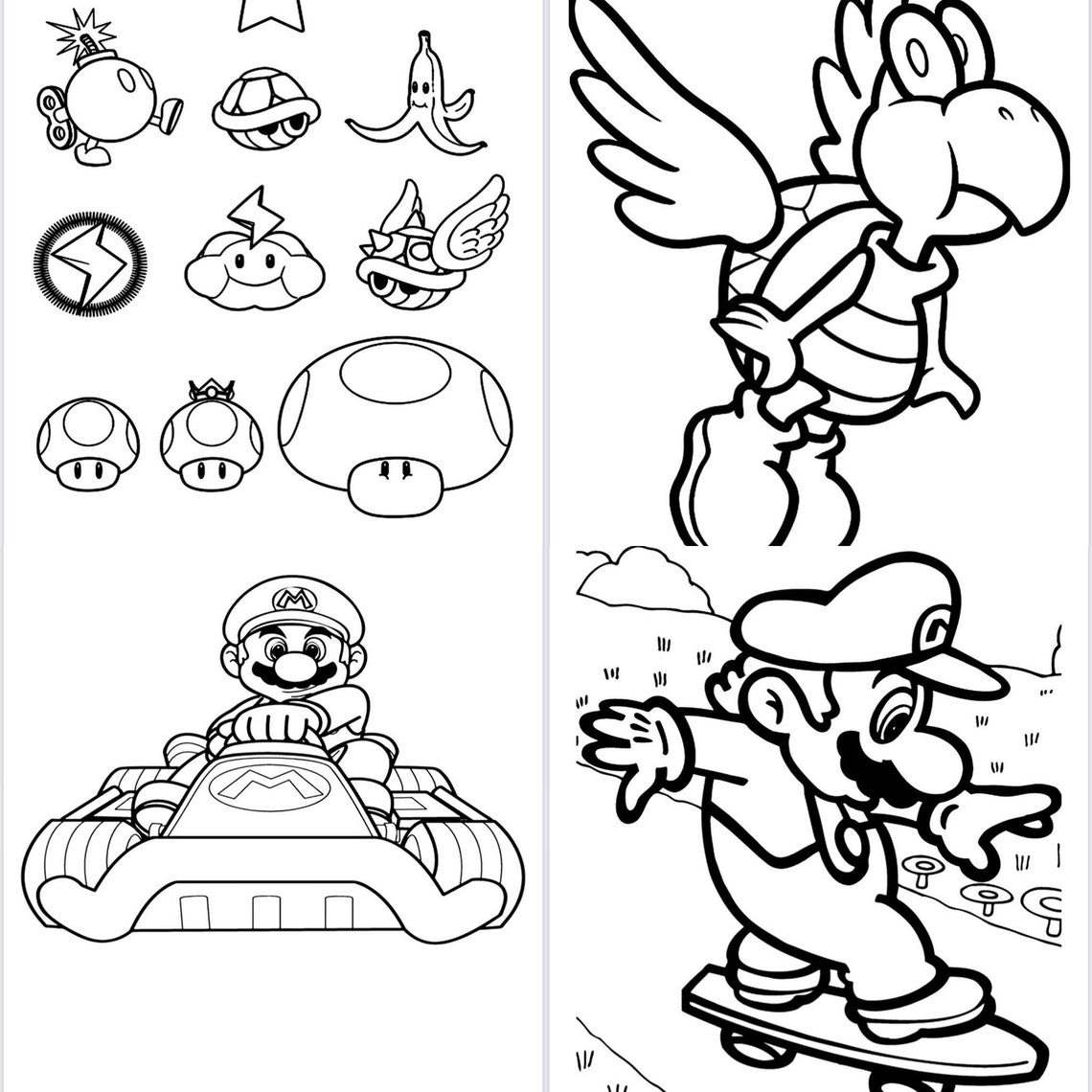 Mario Brothers Printable Coloring Pages-instant Download-cartoon Coloring- - Etsy