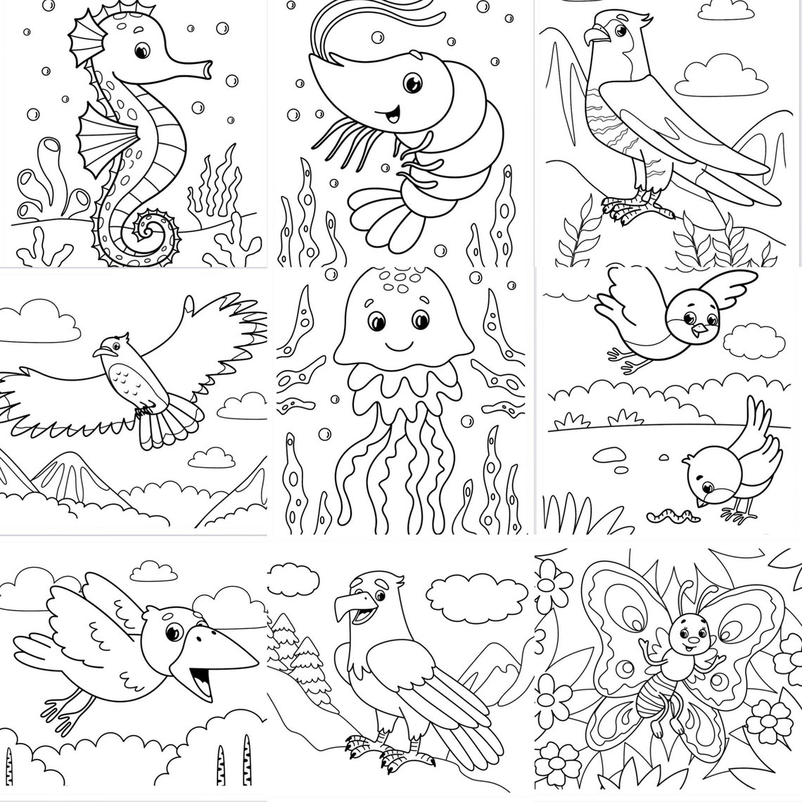 Cute Animal Cartoon Printable Coloring Pages Anime Cartoon - Etsy España