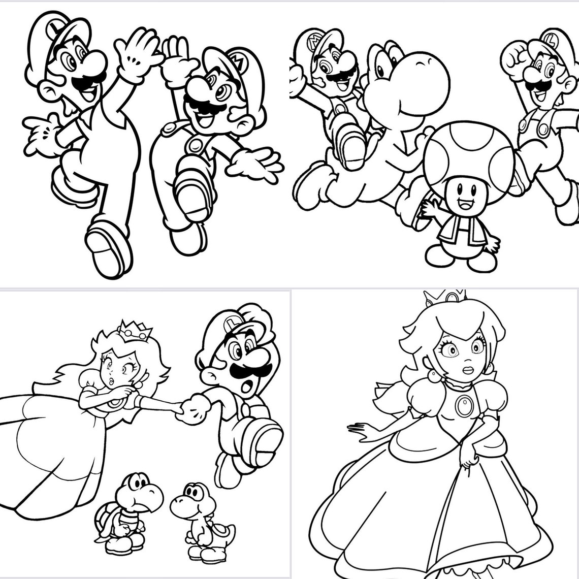 Mario Brothers Printable Coloring Pagesinstant Downloadcartoon