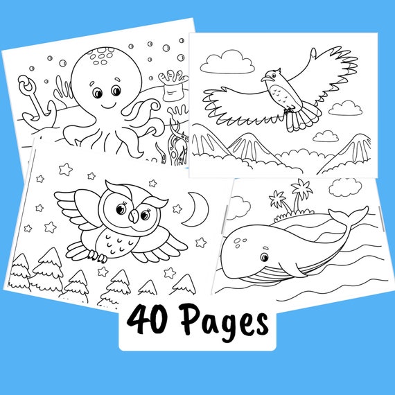 Cute Animal Cartoon Printable Coloring Pages Anime Cartoon | Etsy