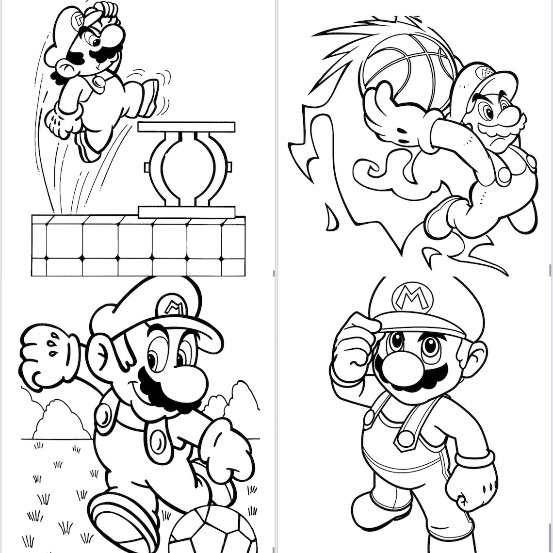 Mario Brothers Printable Coloring Pages-instant Download-cartoon
