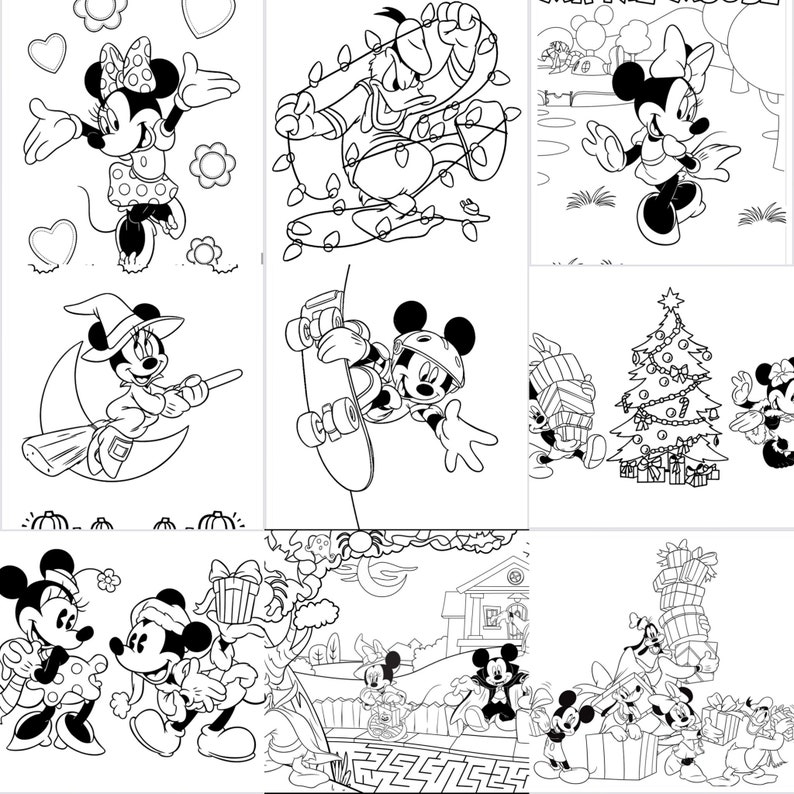 Páginas para colorear de Mickey Mouse para niños - Libro para colorear de Disney - Arte digital de Winnie The Pooh y sus amigos - Descarga instantánea imagen 3