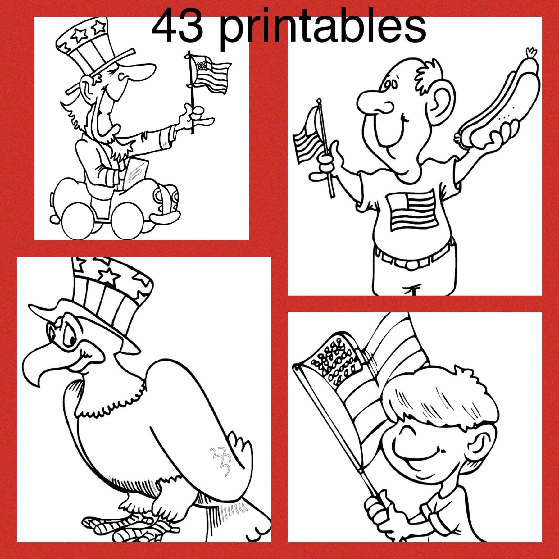 43 Patriotic Printable Coloring Pages - Etsy