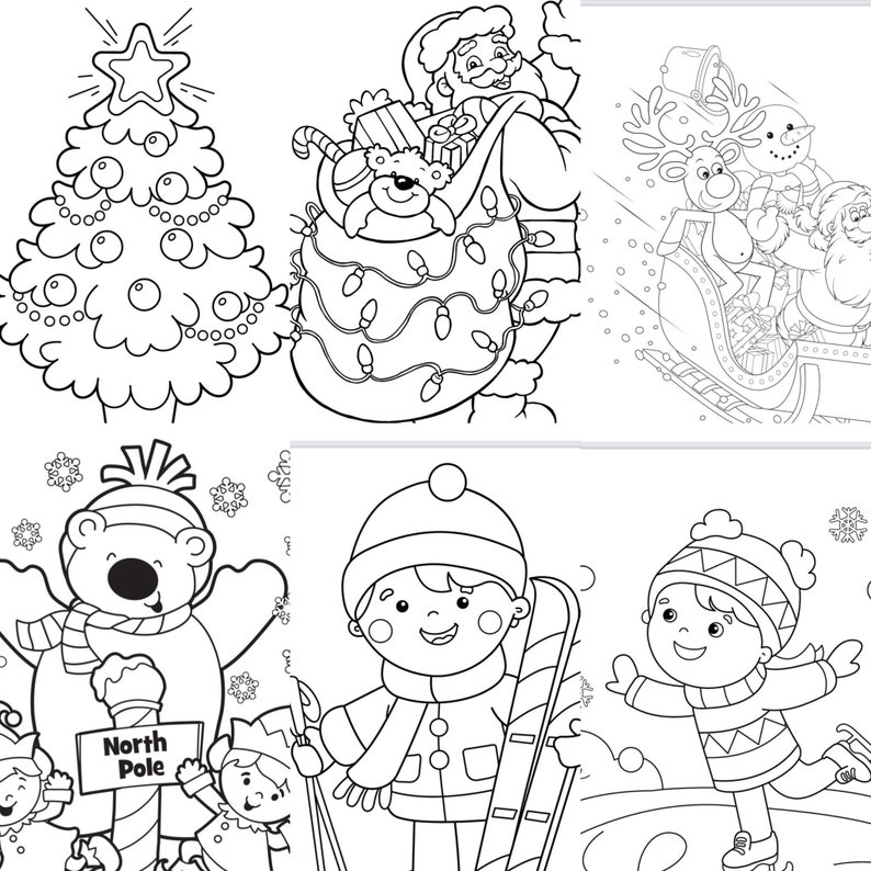 Christmas Printable Coloring Pages for Kids-holiday Activity Coloring ...