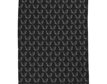Black goth bat Pattern Velveteen Plush Blanket | Gothic Halloween Throw