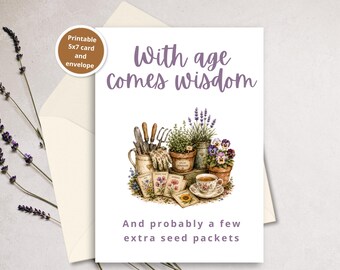Funny Birthday Card for Her, Wife Birthday Card Printable, Birthday Gift for Mom, Nature, Gardener, 5x7 Instant Download, birthdaycard