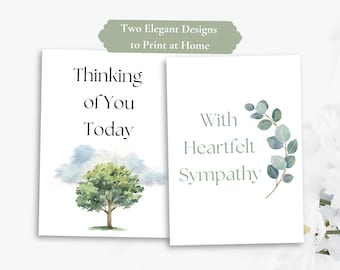 Print at Home Sympathy Cards With Envelope | Printable Sympathy Cards | Blank Inside | 5x7 Cards | Instant Download