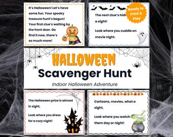 Halloween Scavenger Hunt Printable | Indoor Kids Games | Family Game Night Ideas | Halloween Treasure Hunt | Halloween Party Game