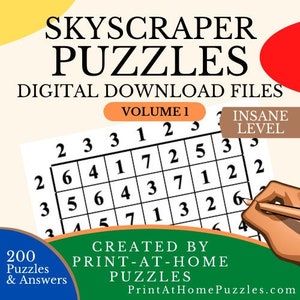 Skyscraper Puzzle Book - Insane Level - 200 Puzzles - Digital Download