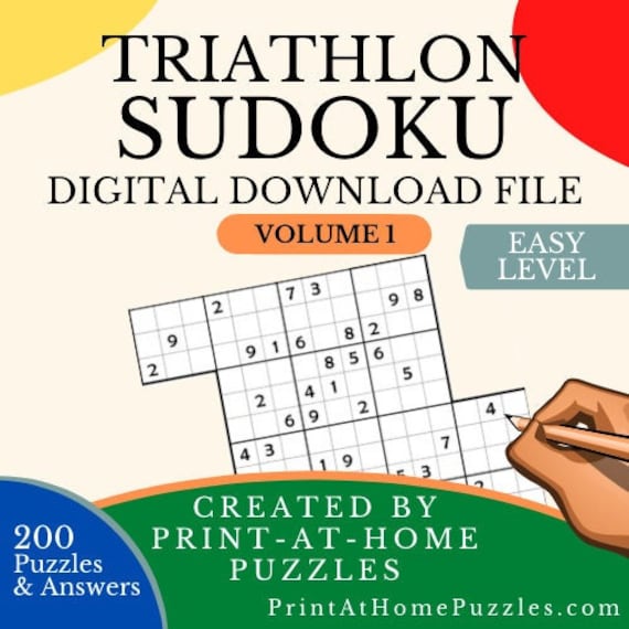 Triathlon Sudoku Puzzle Book Easy Level 200 Puzzles Digital Download
