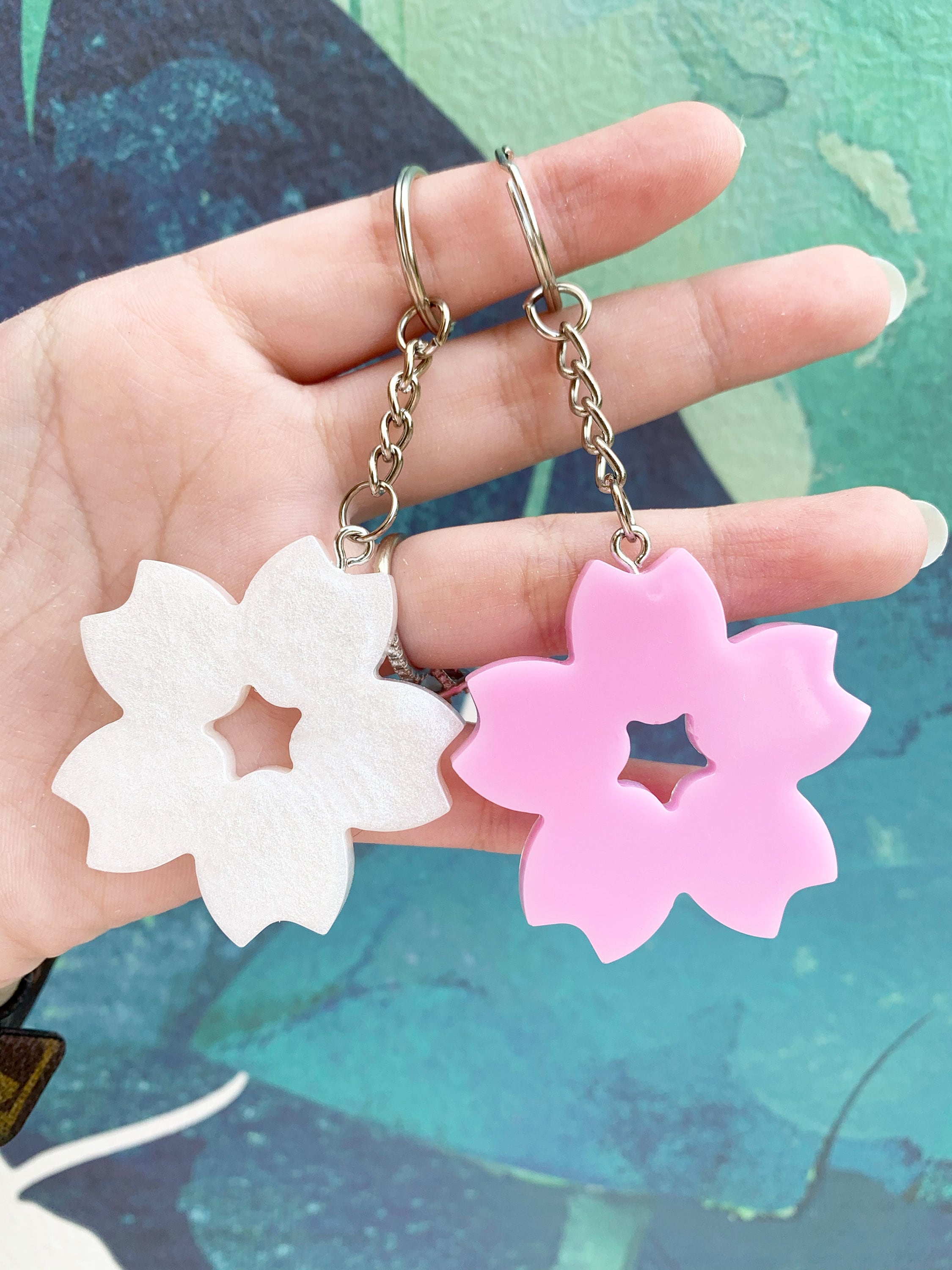 Cherry Blossom Keychain Sakura Keychain Sakura Flowers with Etsy