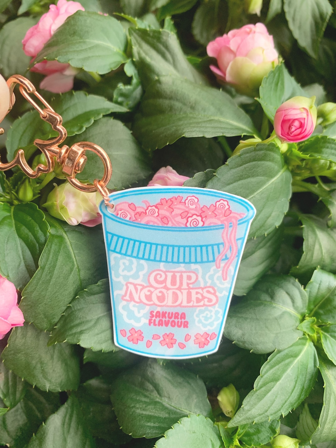 Sakura Flavor Cup Noodles Keychain, Sakura Keychains, Kawaii Sakura
