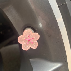 Cherry Blossoms Valve Caps, Sakura Valve Caps, Sakura Blossom Shaped Stem Valve Caps, JDM Car Accessories, Kawaii Car Accessories, Flowers