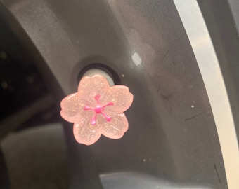 Cherry Blossoms Valve Caps, Sakura Valve Caps, Sakura Blossom Shaped Stem Valve Caps, JDM Car Accessories, Kawaii Car Accessories, Flowers