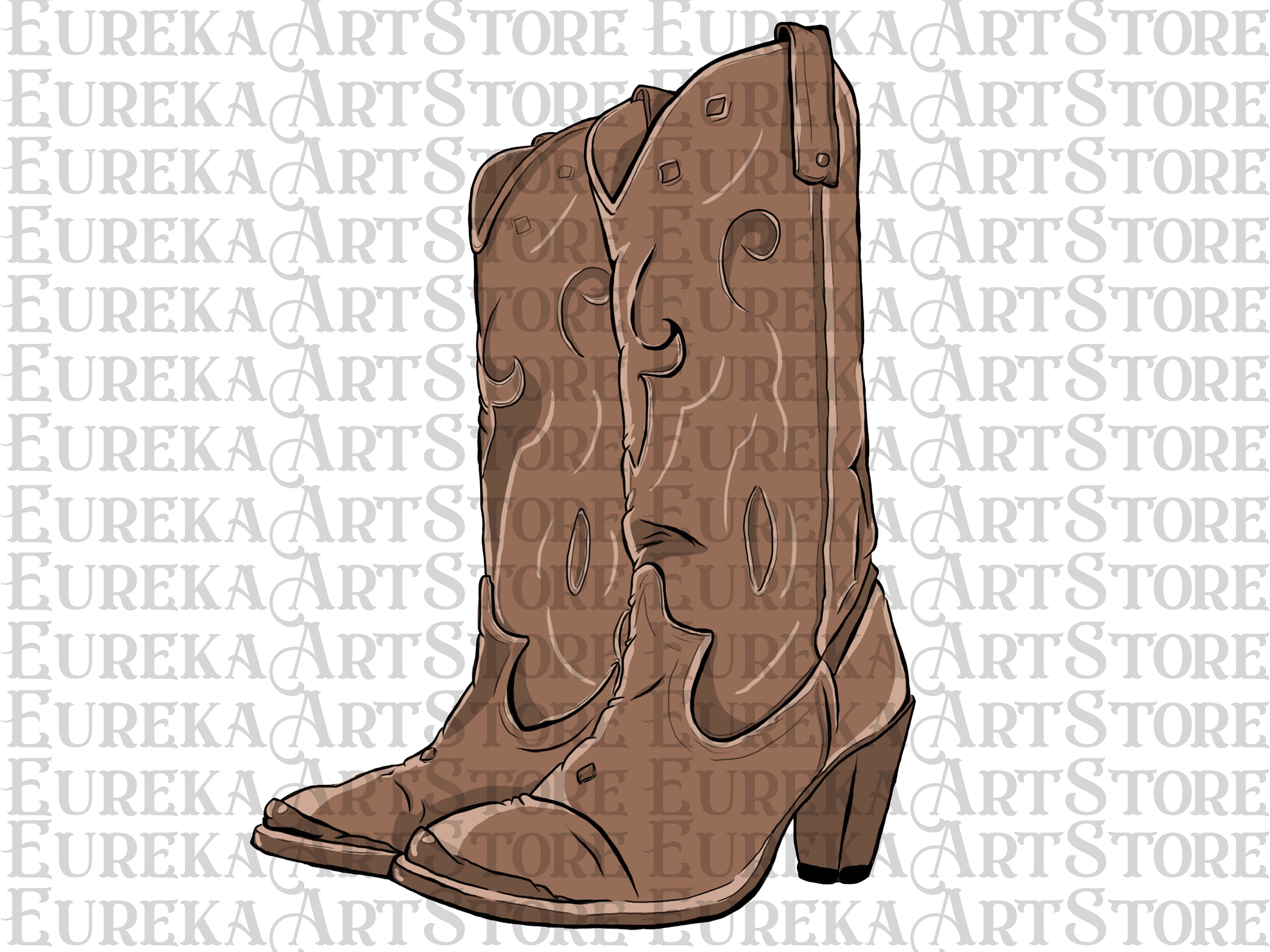 Cowboy Boots Design Hand Drawing Cowgirl Boots Cowboy Boots Etsy