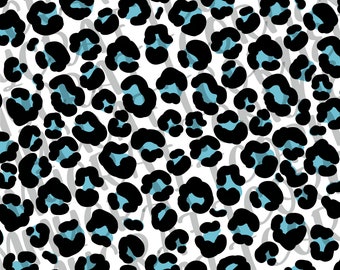 Animal Print Leopard Light Blue Peel and Stick Vinyl Wallpaper