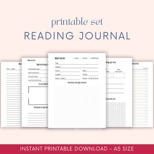 Printable Reading Journal Reading Tracker Book Log Reading Planner ...