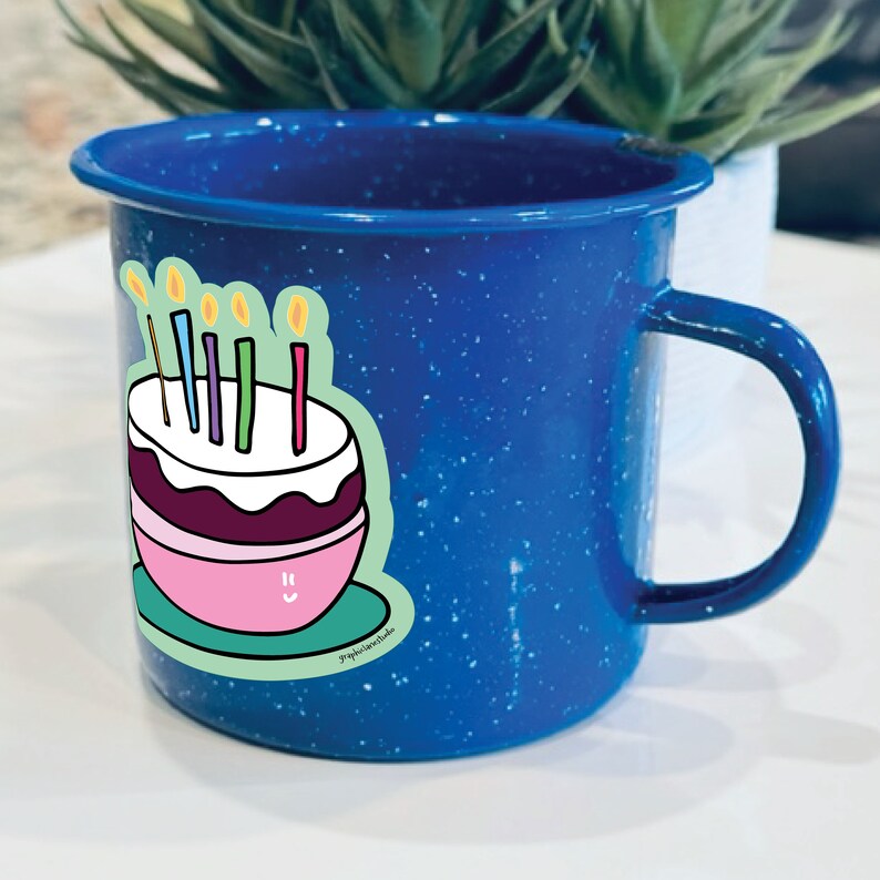 Birthday Cake Vinyl Sticker / Birthday Sticker/laptop Sticker/cake