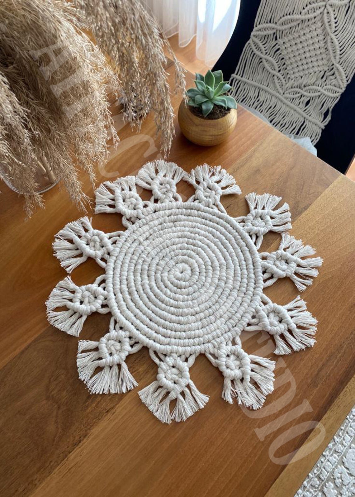 Macrame Placemats Set of 4 or 6 Boho Table Mat Macrame Etsy