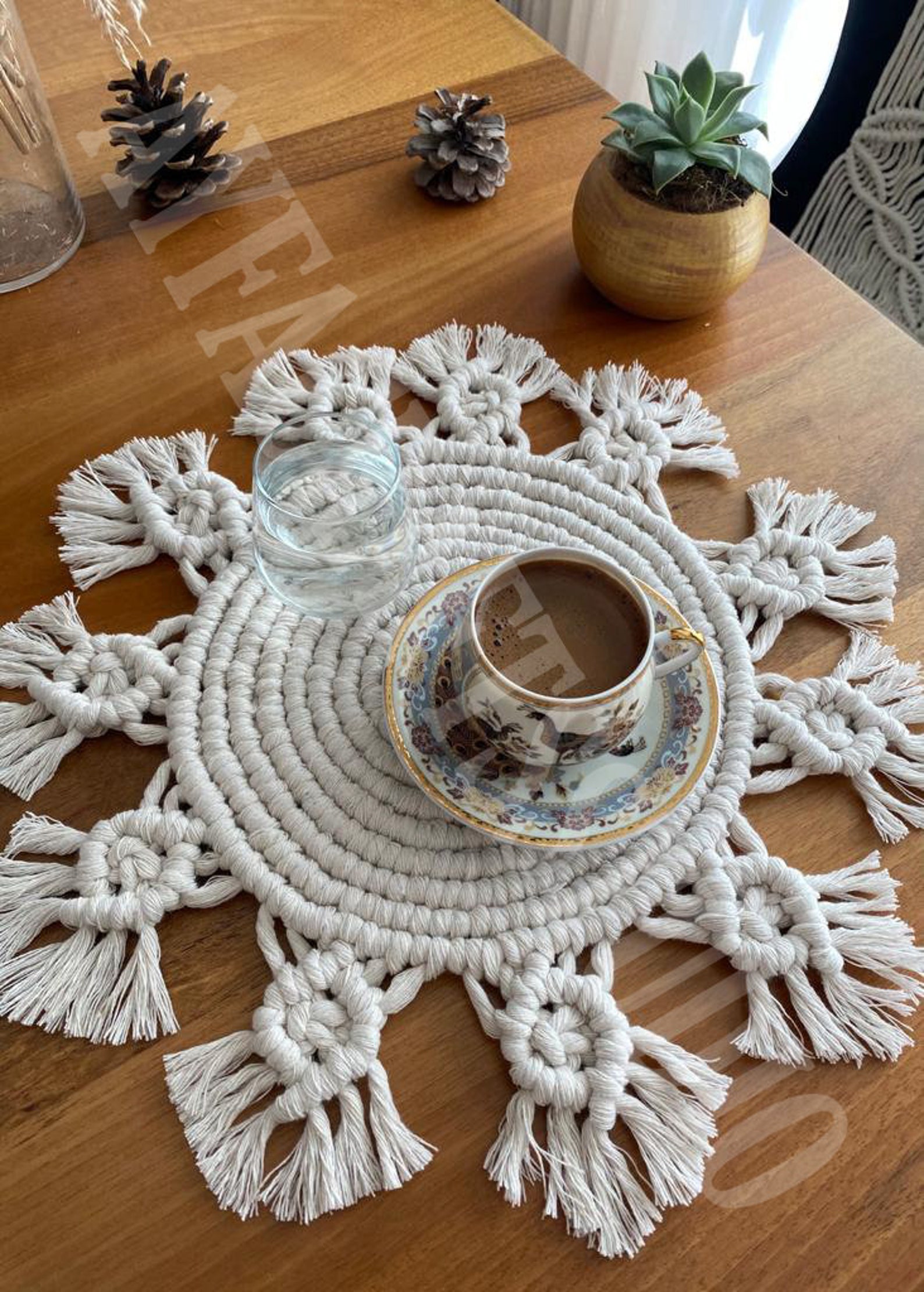 Macrame Placemats Set of 4 or 6 Boho Table Mat Macrame Etsy