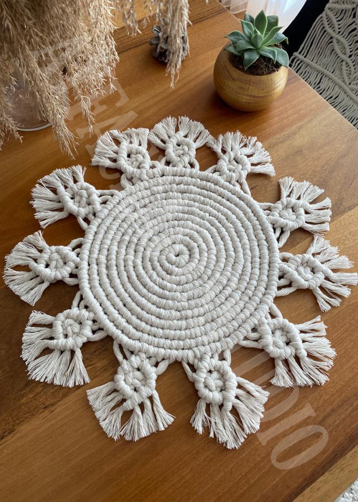 Macrame Placemats Set of 4 or 6 Boho Table Mat Macrame Etsy