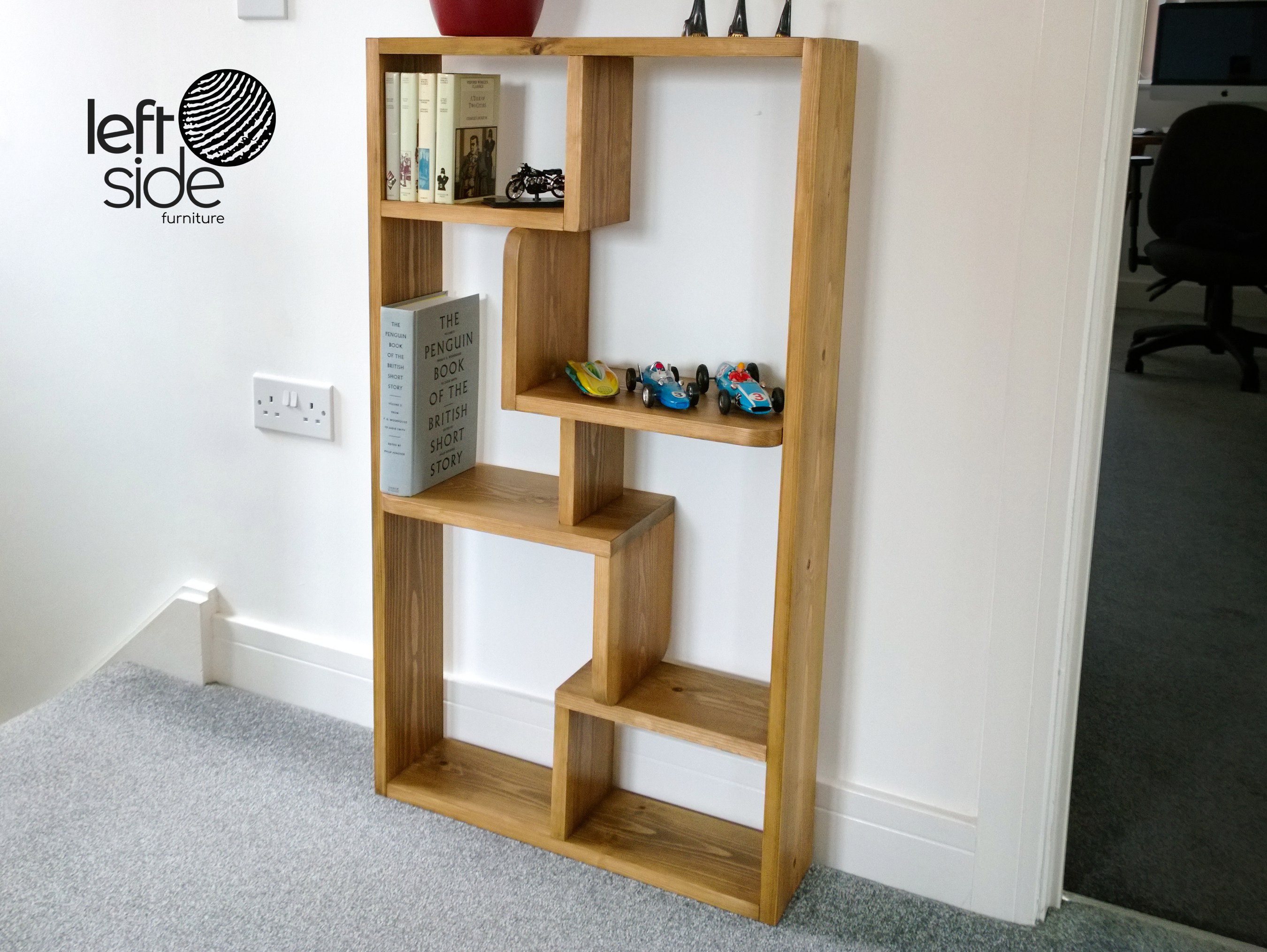 Solid Pine Bookcase Low Shelving Unit Small Ornament Etsy UK