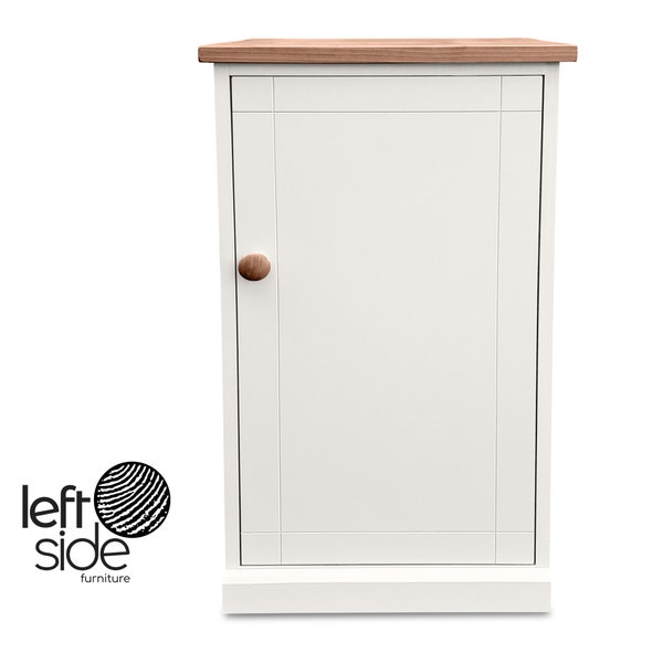 Narrow Side Table with Adjustable Storage Shelves. Small Shoe Cupboard Shelving Unit with Door or Bedside Storage Cabinet.