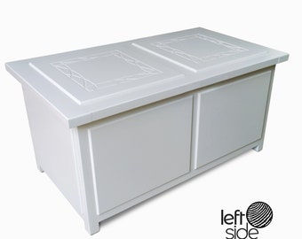 Large Wooden Chest, Painted Storage Trunk Toy Chest with Decorative Raised Panel Design.
