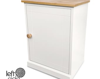 Narrow Side Table with Adjustable Storage Shelves. Small Shoe Cupboard Shelving Unit with Door or Bathroom Storage Cabinet.