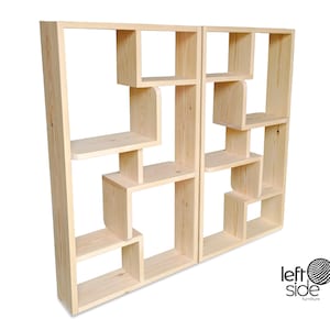 Small Wooden Bookcase Shelving Unit, Solid Pine Ornament Collectables Display Organiser, Plant Shelves.