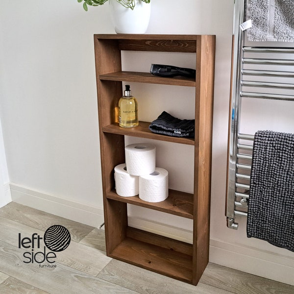Wooden Shelves - Freestanding Bathroom Cabinet, Kitchen Wall Shelf or Pantry Storage Shelving Unit.
