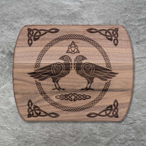 Viking Raven Norse Maple Wood Cutting Board, Norse Mythology Ravens, Nordic Scandinavian Pagan Viking Home Decor Gifts