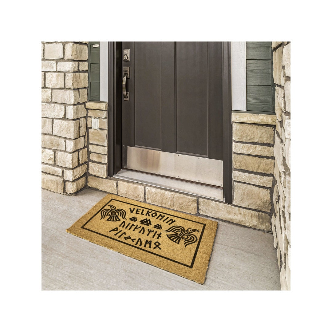 Protection Rune Doormat Norse Welcome Viking Futhark Runes Raven Doormat, Norse Pagan Rustic ...