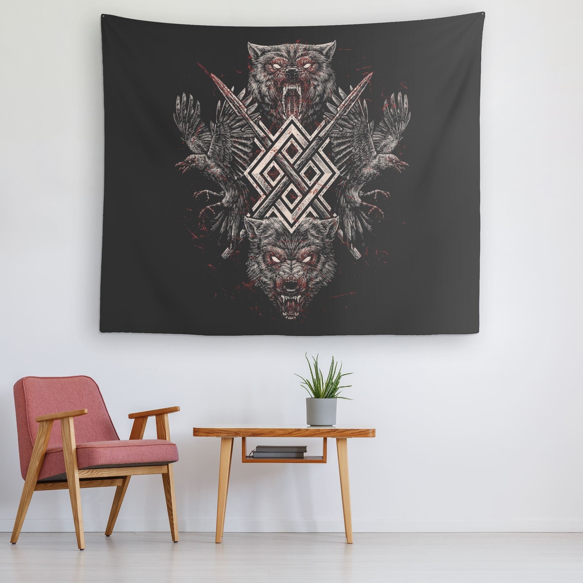 Norse Gods Viking Pagan Wall Decor Odin Raven Wolf Gungnir Norse Pagan