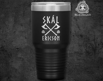Personalized Norse Viking Axe Tumbler Mug, Norse Pagan Viking Cup, Pagan Viking Gifts, Wikinger, Scandinavian, Valhalla, Nordic Vikings