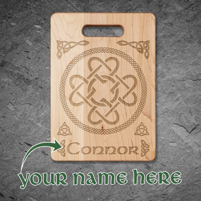 Celtic Knot Personalized Cutting Board, Ireland Irish Gifts, Celtic Pagan Clover Knot, Gaelic Celt, Gaeilge, Eire, Rustic Home Decor Gift image 2