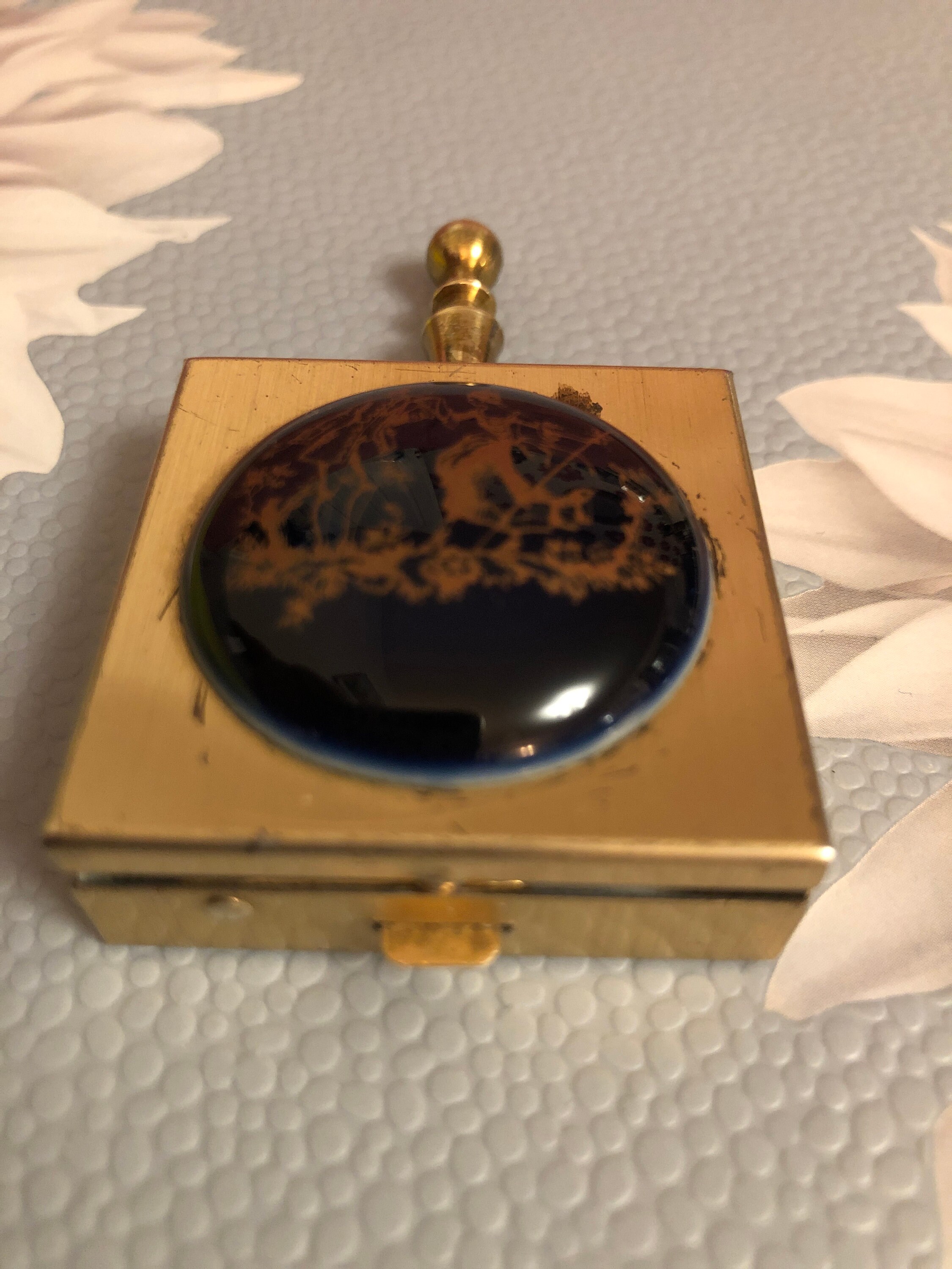 Vintage brass pocket ashtray with glass detail Etsy