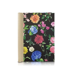 Spring binder Floral Black Natural Linen, A4