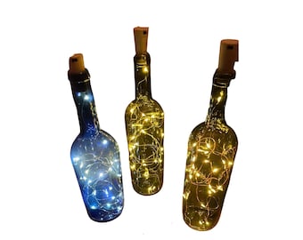 Bottle lights with warm white LED lights, party light, wedding party light, valentines light, fairy string lights, christmas lights